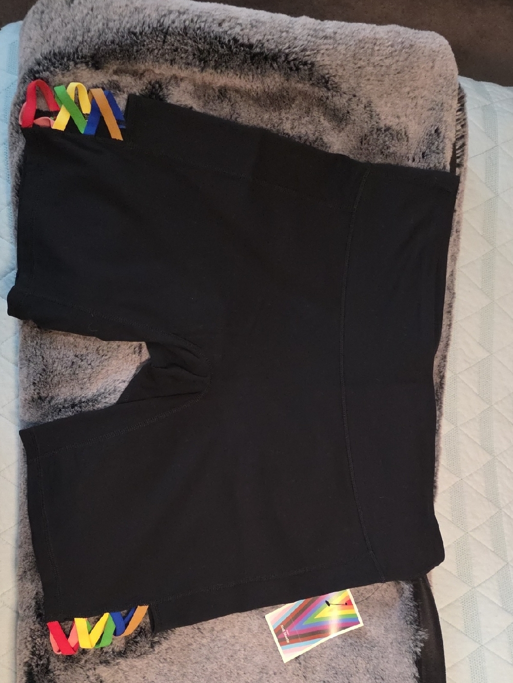 Rainbow Pride Black Bike Shorts Large NWT